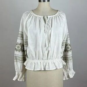 White Embroidered Women's Top